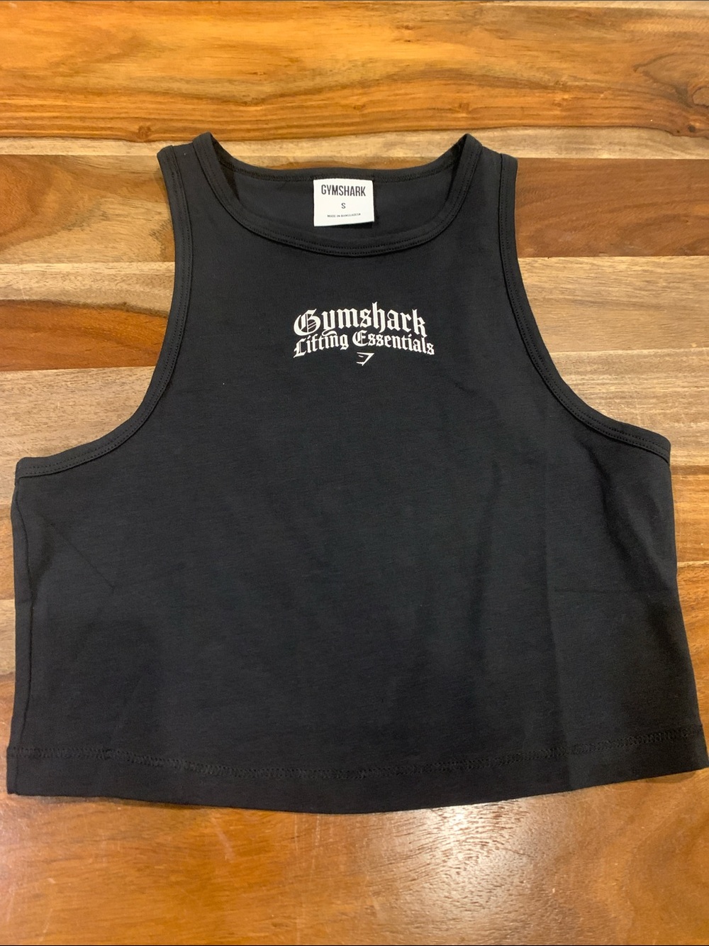 Gymshark Black Crop Tank with White Logo